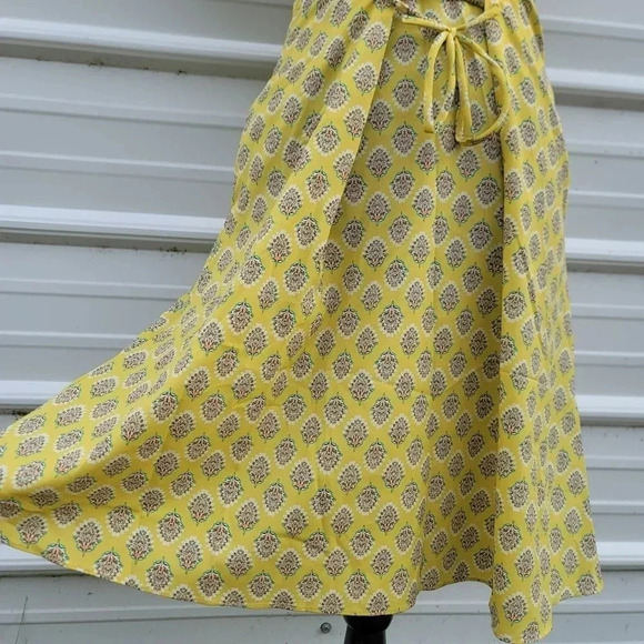 Banana Republic Women's Yellow Floral Paisley Lace Up Aline Dress Short Sz 0 - Picture 15 of 16